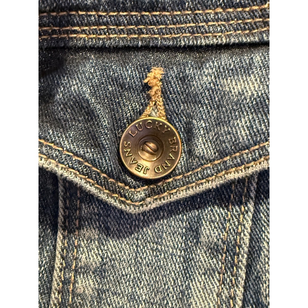 Lucky Brand Pixie Denim Jacket Medium Wash Blue‎ Trucker 7W12247 Womens Medium - Picture 12 of 16